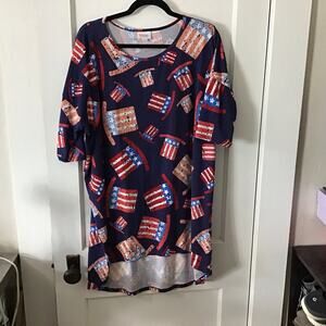 LuLaRoe Uncle Sam Patriotic Irma Short Sleeve top XL